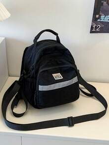 New Retro Multifunctional Lightweight Stylish Unisex Small Backpack - Black - View 3