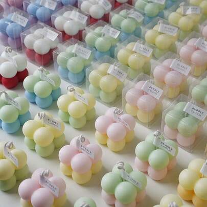 Ombre Magic Cube Scented Candle, Birthday Gift, Decorative Fragrance Candle With Dual-Color Design