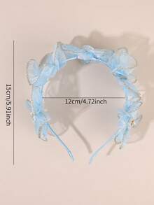 1pc Blue Girls' Mesh Headband With Shiny Floral Pearl Decor, Elegant Hair Accessory For Daily, Party, Gift, Holiday, Wedding, Suitable For Teenagers - Blue - View 7