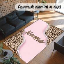 Fashionable Leopard Print  Themed Home Rugs/Customizable With Names/Suitable For Living Rooms Bedrooms Laundry Rooms Dormitories/Machine Washable Polyester Fiber Rugs/Holiday Gifts Area Rug Rugs For Livingroom Large Him, Family, Boyfriend, Girlfriend, Father, Family, Mother, Lover, Daughter, Son, Grandfather, Grandmother, Friend, Classmate, Pet. Perfect Nap, Camping, Travel, Home, Daily Life, Office Decoration, Birthday, Anniversary, Valentine's Day, Thanksgiving, Christmas, Halloween, Mother's Day, Father's Day, Wedding, Easter,New Year Gifts,Sofa,Bed,Car,Bedroom,Living Room,Office, Outdoor , Beach - 彩色 - 查看 2