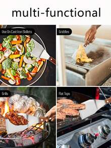 1件装扁平铲，厨房烹饪工具，不锈钢木柄铁板煎饼蛋糕铲，不锈钢扁平铲，木柄烹饪铲，翻铲，提拉米苏铲，蛋糕铲，牛排煎铲，铁板烧烤铲，披萨铲，烹饪炒菜和煎蛋铲，蛋糕切割器，蛋糕刮刀，铁板烧烤铲，厨房烘焙和烹饪工具，适用于蛋糕、提拉米苏、面包、煎牛排、铁板烧、煎饼、炸鸡卷等。 - 銀色 - 查看 9