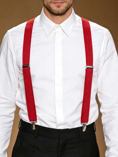 Tirantes elásticos ajustables de 3 clips de unicolor para hombres y mujeres