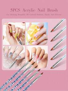 15件套美甲画笔套装，包含美甲网格笔、勾线笔、凝胶指甲油笔，专业美甲绘画画笔，日式简约风格，适用于美甲绘画、线条画、渐变、钩针和UV凝胶美甲，DIY，节日礼物（女士）。 - 彩色 - 查看 8