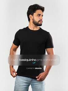 BRAVEN Men's T-Shirt, Peruvian Cotton With Elastane, Plain, Basic, Regular Fit, Casual - màu đen - Xem 4