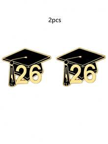 2枚2026毕业帽珐琅徽章 – 锌合金学院风胸针，可别在背包上作为礼物 - 查看 8