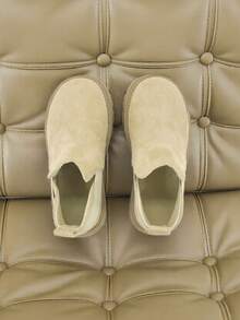 1 Pair Kids Chelsea Boots Round Toe Side Elastic Slip On Ankle Boots Casual Style Beige - Khaki - View 5