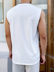 Men's Casual Sleeveless Vest With Number 23 Graphic, Versatile Daily Wear - White - View 6