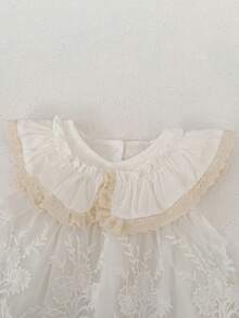 Summer New Baby Girl Clothes, Exquisite Girls Ruffled Mesh Floral Hem Skirt Bodysuit, Cute Princess Party Dress - White - View 8