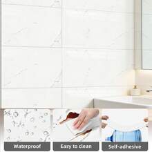 12Pcs PVC Marble Tiles Wall Sticker Self-Adhesive Stick Kitchen Bathroom Decor - B - View 4