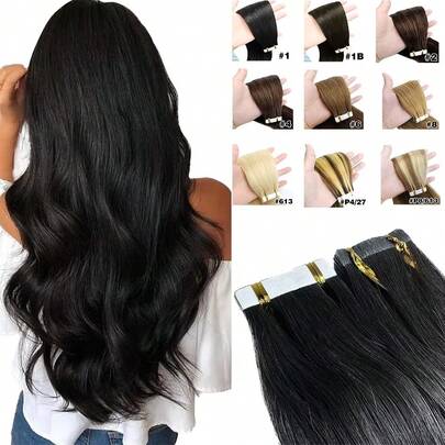 Tape In Hair Extensions Brazilian Hair Remy Human Hair Extensions 20 Pcs For Women Skin Weft Adhesive Glue On For Salon