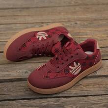 2026春季新款复古休闲透气平底鞋，学生百搭运动鞋 - 酒紅色 - 查看 7