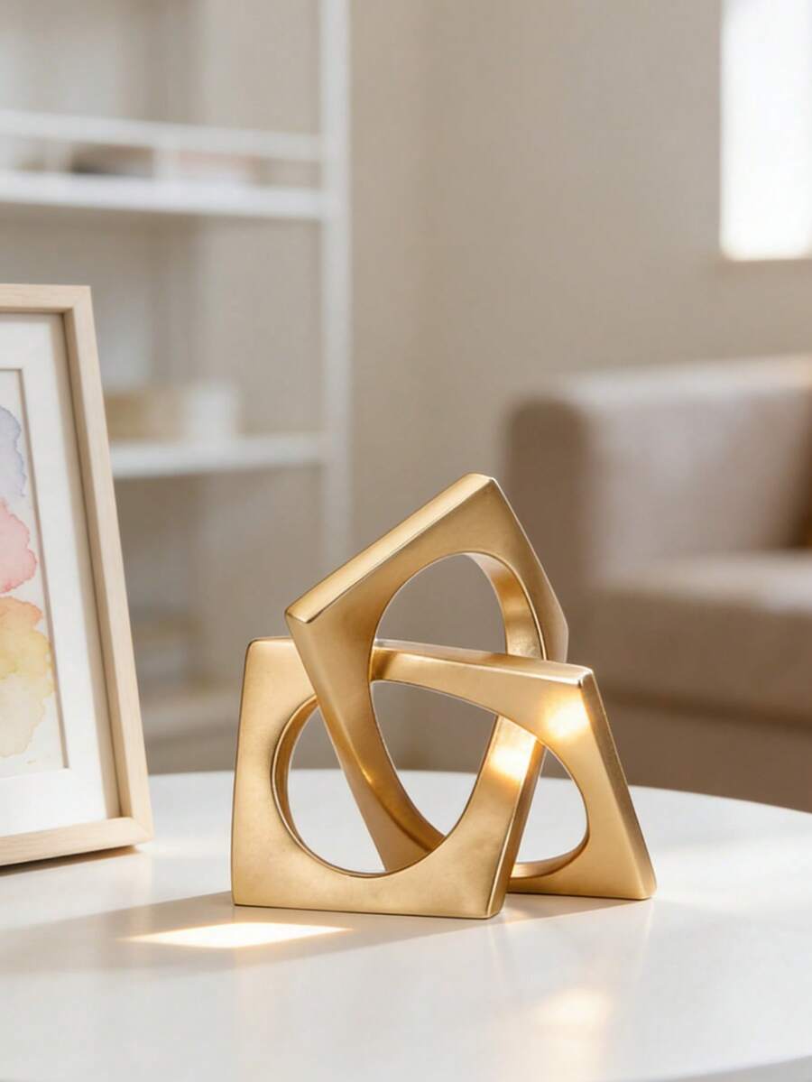 现代抽象几何雕塑摆件，适用于客厅，简约艺术雕像，可摆放在咖啡桌和书架上，时尚桌面装饰，适用于卧室、办公室和玄关，现代摆件，提升家居设计格调 - B - 查看 1