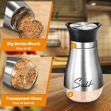 Pink Salt And Pepper Shakers Set With Holder,4 Oz Kitchen Decor And Accessories Home Essentials Cute Household Items For Mother's Day Housewarming Gift Refillable Design (Pink) - Bạc - Xem 3