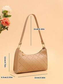 Modische Unterarmtasche für den täglichen Gebrauch, lässige geprägte Damen-Umhängetasche, Damen-Handtasche - Khaki - Übersicht 6