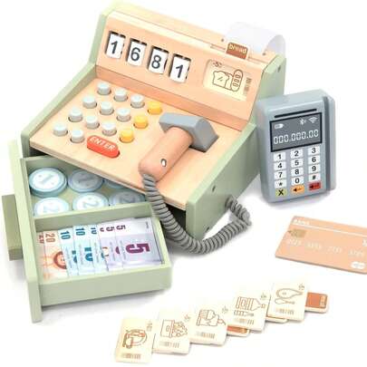 Children's Wooden Toy House, Wooden Cash Register Puzzle, Interactive Educational Toys
