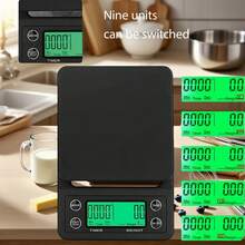 1 pieza Báscula de cocina electrónica de alta precisión de 3 kg con pantalla LED, conversión de unidades, temporizador y funciones de tara. Ideal para cocinar y pesar granos de café. Baterías no incluidas - Multicolor - Ver 6