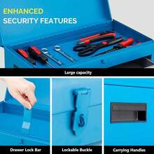 Heavy-Duty Rolling Toolbox, 5-Drawer Tool Organizer With Drawers, Lockable Wheels, Removable Top Panel And Adjustable Shelves, Suitable For Garages, Workshops, Warehouses And Repair Shops. - Blue - View 6