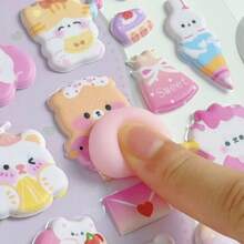 3D Cartoon Animal Stress Relief Stickers, Designed In Cute Style, 3D Embossed Stickers To Relieve Stress And Decorate, Made Of Sponge And PVC Material. 4 Styles Available, Suitable For Sticker Books, Laptops, Refrigerators, And Can Also Be Used To Decorate DIY Phone Cases With Cartoon Themes. - Multicolor - View 3