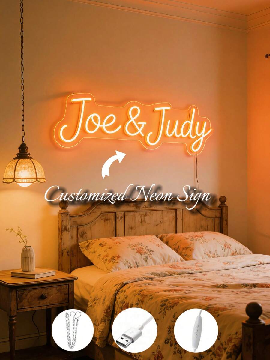 Biển hiệu đèn neon có thể điều chỉnh - Cấp nguồn bằng USB, điều khiển bằng nút bấm, thích hợp trang trí tường, tiệc tùng, Halloween, Lễ Tạ ơn, Giáng sinh, phòng ngủ, phòng khách, đám cưới, sinh nhật, phòng chơi game và nhiều dịp khác - Dễ dàng vệ sinh, có thể tái sử dụng, trang trí đẹp mắt, làm bằng thép không gỉ, kiểu dáng thời trang và dễ thương, phong cách cổ điển.