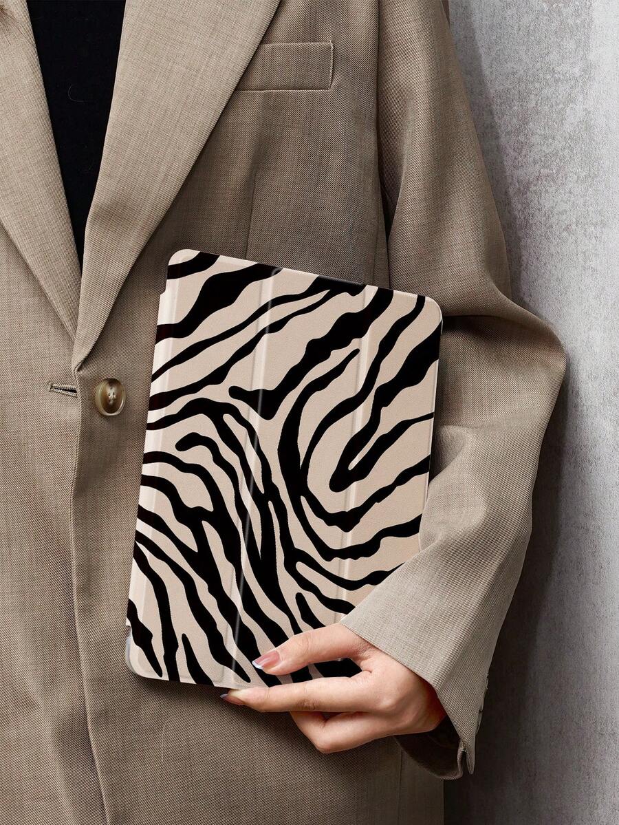 Ayotu 1pc Beige Base With Black Zebra Pattern Tablet Case & Kindle E-Book Case Compatible With 10th Generation, 11/Air 4th/Air 7th/9.7 Inches, Compatible With Samsung Galaxy Tab A9 Plus, Kindle (11th Generation-2024 Release)(6 Inch), Kindle Paperwhite 12th Gen 2024, Great Holiday Gift, Stylish And Simple Pattern.