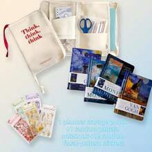 Creative Planner Set - Minimalist Large Capacity Organizer Pouch With Elegant Floral Notebook And Stickers - Sets - View 1