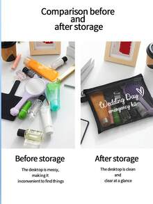 新娘婚礼应急化妆包 - 个性化涤纶化妆包，轻便拉链收纳包，可机洗，不易褪色，可折叠 - 时尚洗漱包，旅行必备化妆包：女孩旅行求生包，男女通用拉链包，化妆品，化妆和旅行必备轻便接待包，母亲节礼物，婚礼奖品 - 彩色 - 查看 6