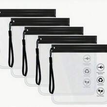 1/5个黑色透明飞机液体拉链袋，20 x 20厘米，透明化妆包，便携旅行必备品，防漏机用化妆品液体，可重复密封EVA化妆包，飞机随身行李，假日必备品，防水防漏，带手柄 - 彩色 - 查看 7