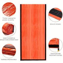 3pcs Emergency Sleeping Bag Set (Including Whistle And Hook) | Polyester Thermal Blanket | Lightweight Camping, Hiking, Backpacking And Survival Shelter Equipment - Orange Emergency Sleeping Bag - View 11