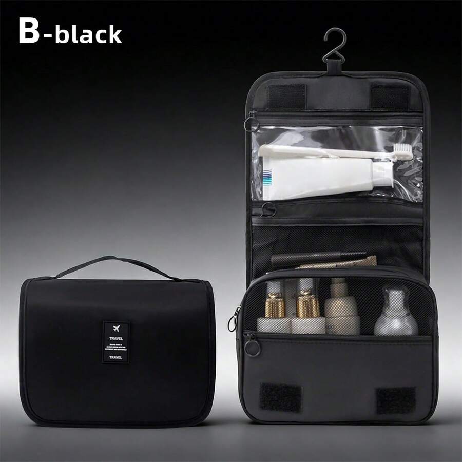 1个时尚便携化妆包，新款旅行大容量防水洗漱用品收纳包 - B黑色 - 查看 1