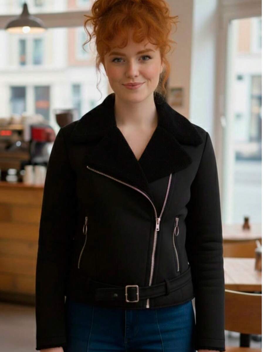 Chamarra Cruzada Gabardina - Negro - Ver 1