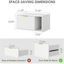 Mesita de noche flotante, mesa de noche flotante de pared con cajón de almacenamiento y estante abierto, mesita de noche moderna para dormitorio, 19.3 pulgadas x 11.4 pulgadas x 10 pulgadas, blanco - Blanco - Ver 3