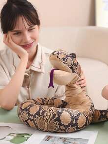 长蛇手偶，逼真毛绒蛇偶，嘴巴可动，柔软蟒蛇毛绒抱枕，男女皆宜礼物 - 彩色 - 查看 9