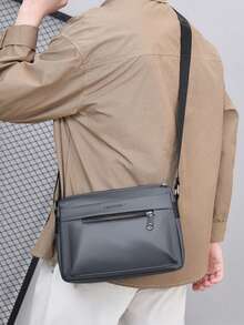 1pc New Men's Casual Sling Bag, Simple Business Travel Shoulder Bag, Outdoor Crossbody Bag, Commute Small Messenger Bag - Multicolor - View 6