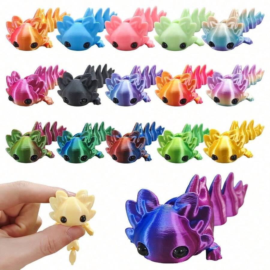 10/5pcs/1pc Colorful 3D Printed Connectable Cute Mini Hexagon Dragon Desktop Decor, 3D Printed Flexible Joint Decompression Toy Animal Model, Interesting Desktop Decoration For Indoor/Outdoor, Room Decor, Birthday Gift, Lawn Art Collection, Action Figure, 3D Printing, 3D Printed Animal - Multicolor - View 1