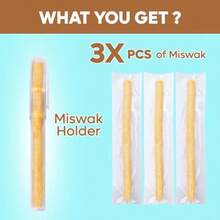 Miswak Traditional Natural Toothbrush With Holder For Oral Care Organic Material Natural Color Premium Triple Wash Quality Plain Packaging 3 Units - 3 - Xem 5
