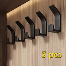 Set Of 5 Easy-Install Adhesive Wall Hooks - Space-Saving Sticky Towel And Coat Hooks, Modern Design, Made Of Plastic, Suitable For Bathrooms, Bedrooms, And Home Organization, Utility Hooks - View 9