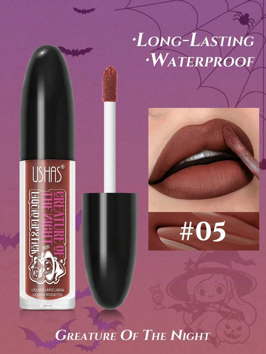 Ushas, Liquid Lip Gloss Matte Lipstick Misty Black Lip Honey Long Lasting Easy To Color Moisturizing Holiday Party Lipstick Valentine's Day Gifts - #5 - 查看 1