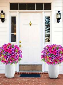 4束仿真野花，抗紫外线 | 适用于室内外装饰，家居、酒店、办公室、婚礼、派对、花园、门廊、别墅 | 也适合庭院、窗框装饰、摄影、花园布置 - 彩色 - 查看 7