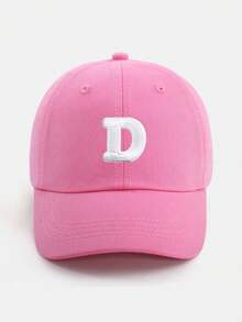 1pc Pink Letter Print Baseball Cap, Breathable & Comfortable For 1-5 Years Old Girls, Suitable For Spring/Summer Outdoor & Casual Wear, A-Z Letter Options - Dark Pink - View 27