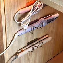 2pcs Wall Mounted Hair Dryer Holder Rack, Stainless Steel Bathroom Storage Organizer With Strong Adhesive, Multifunctional Space-Saving Design For Makeup, Glasses Etc, No Drilling Required - Silver - View 7