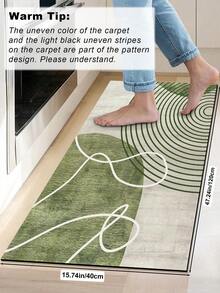 1pc Rubber Material Kitchen Long Runner Rug, Colorful Geometric Print Pattern, Nordic Luxury Style Kitchen Mat, Long Runner Rug For Laundry Room, Thick Fabric With Foot Feel, Easy Care Machine Washable, Practical Entryway Doormat Home Decor, Suitable For Dining Room, Kitchen, Laundry Room, Indoor Entrance, Autumn/Winter Gift - Green - View 17