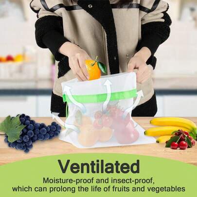 Reusable Produce Bags - Mesh Produce Bags, Drawstring Design, Reusable, Washable, Suitable For Refrigerator Food Storage, Can Be Used For Storing Groceries, Fruits, Vegetables, Green Mesh Bag, Toy Storage