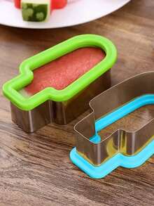 1pc Stainless Steel Watermelon Slicer And Popsicle Mold, Manual Operation, Green Handle, No Power Needed, Perfect For Creative Summer Snacks, Watermelon Slicer And Popsicle Mold, Watermelon Ice Cream Cutter - Multicolor - View 6