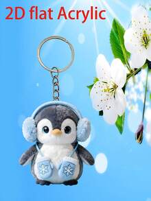 1pc Charming 2D Acrylic Penguin Keychain/Keyring - Decorative Item, Featuring Whimsical Christmas Design, Ideal For Friends Who Enjoy Decorating Spaces, Great For Home And Holiday Decor - Multicolor - View 5