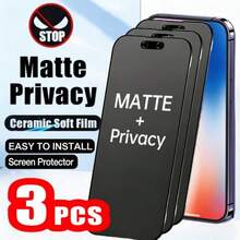 3pcs Full Coverage Matte Ceramic Screen Protector Film Compatible With IPhone 17 Pro Max/17Pro/17Air/17/16 Pro Max/16/15 ProMax/15 Pro/15/14/13/Plus/12/11, Anti-Scratch, Anti-Fingerprint, Privacy, Matte Frosted Film, Compatible With Phone Cases - Black - View 16
