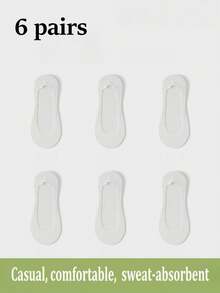 1/3/6双装春夏冰丝船袜，女士防滑，防后跟滑脱，隐形袜，薄款低帮袜，透气凉爽袜 - 彩色 - 查看 22