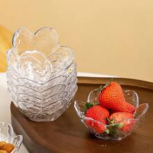 2件套粉色樱花花瓣浮雕玻璃酱料碟套装，包括粉色樱花水晶塑料开胃菜盘、蘸酱碗、品尝盘、餐盘、调味碟、火锅蘸酱碗、冰淇淋小吃酱油碟 - 彩色 - 查看 4