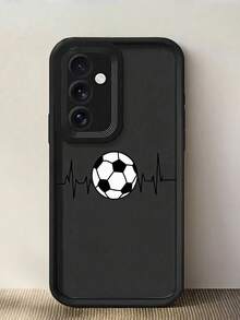 1个阶梯形边框多巴胺可爱2D足球图案手机壳，兼容苹果11/12/13/14/15/16/17 Pro Max，全包防震保护套，简约设计，柔软可爱卡通风格，完美保护您的手机，也兼容三星A55/54/53/52/51、S25/24/23/22/21系列 - 黑色 - 查看 3