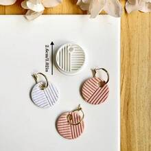 1个/2个迷你简约几何形状软陶模具，适用于手工耳环软陶模具，线条吊坠工艺首饰制作模具，打造精美首饰 | 优雅耳环设计 | 塑料刀具 - 白色 - 查看 9