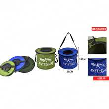 Thickened Canvas Foldable Fishing Bucket, 23/28/32cm Multiple Sizes Available, Random Color With Lid Live Fish Bucket, Portable Water Bucket - Multicolor - View 11